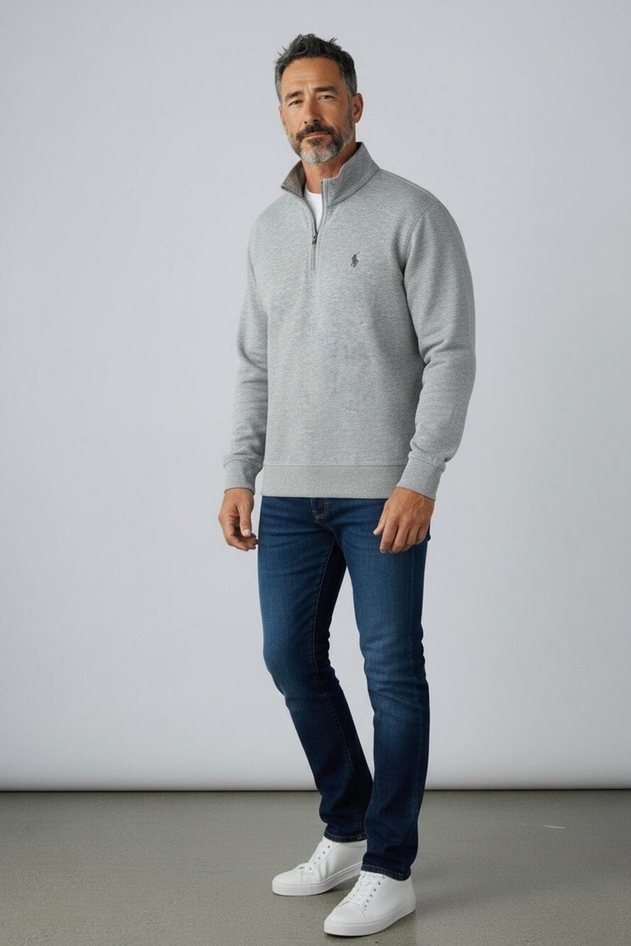 Polo Ralph Lauren Men’s Gray 1/4 Zip Mock Neck Knit Sweater Pullover M